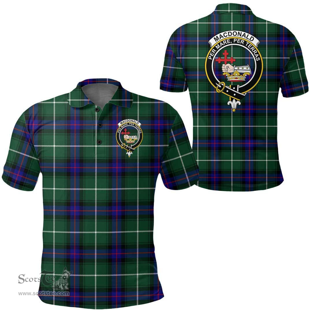 Scottish Macdonald Of The Isles Hunting Modern Clan Tartan Polo Shirt - Crest Classic Scottish Plaid Tartan Plaid