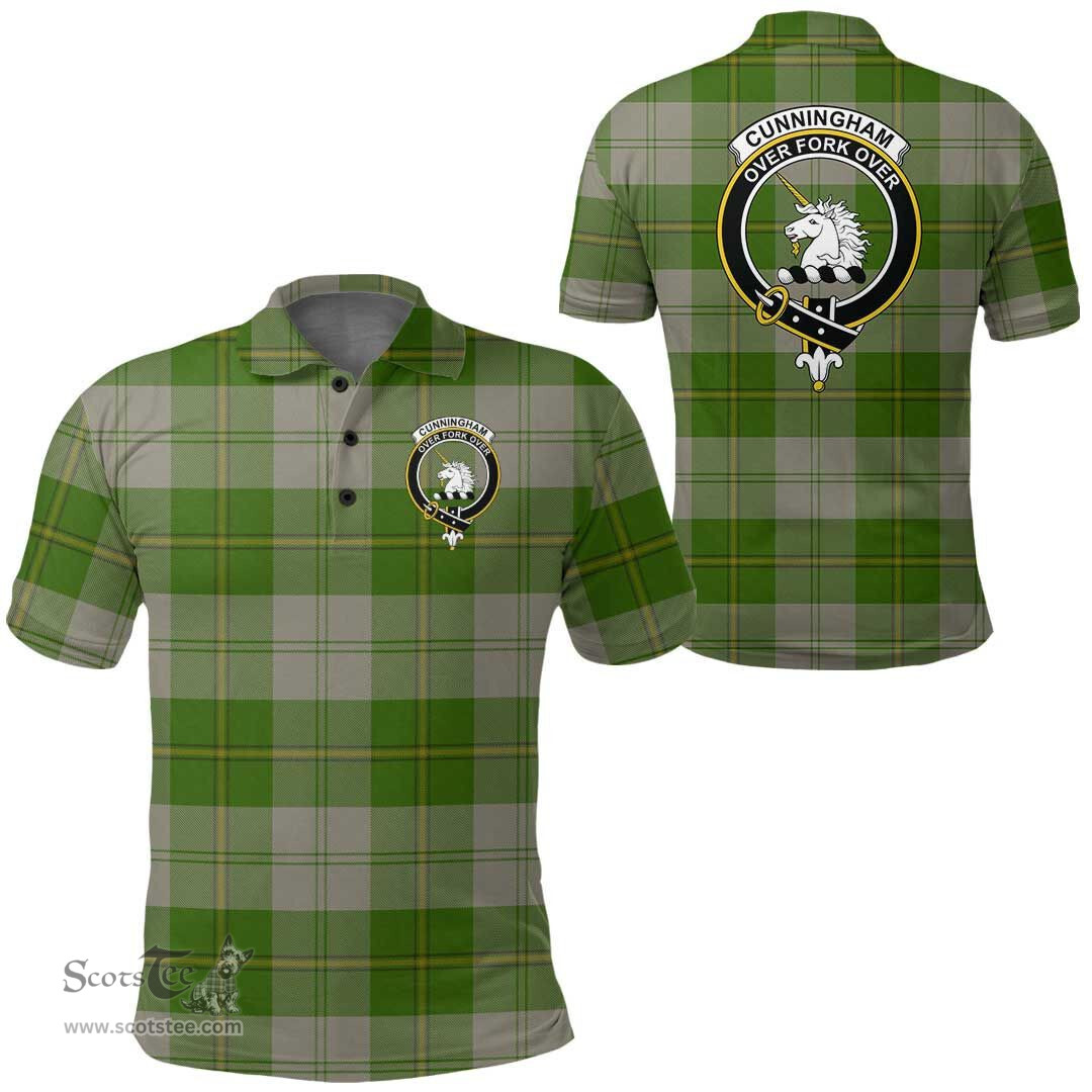 Scottish Cunningham Dress Green Dancers Clan Tartan Polo Shirt - Crest Classic Scottish Plaid Tartan Plaid