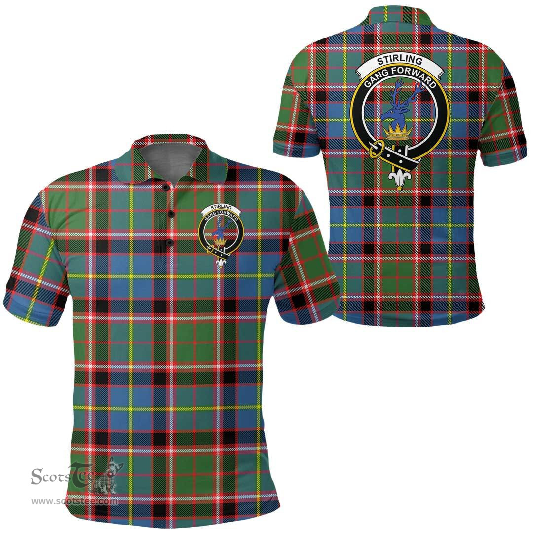 Scottish Stirling & Bannockburn District Clan Tartan Polo Shirt - Crest Classic Scottish Plaid Tartan Plaid