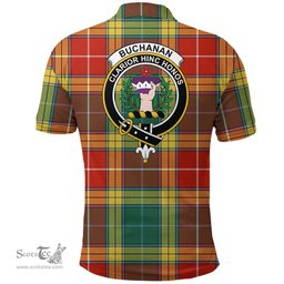 Scottish Buchanan Old Sett Clan Tartan Polo Shirt - Crest Classic Scottish Plaid Tartan Plaid