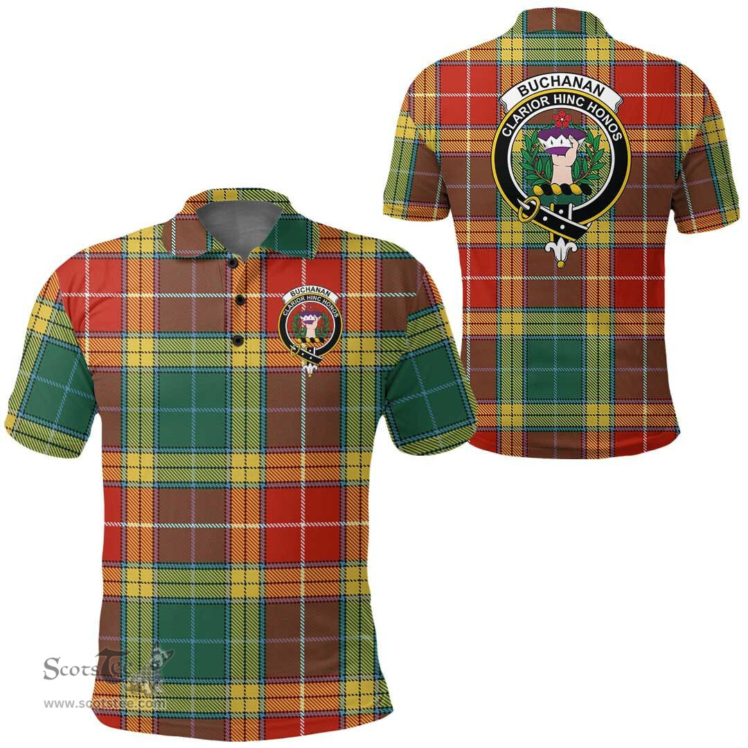 Scottish Buchanan Old Sett Clan Tartan Polo Shirt - Crest Classic Scottish Plaid Tartan Plaid