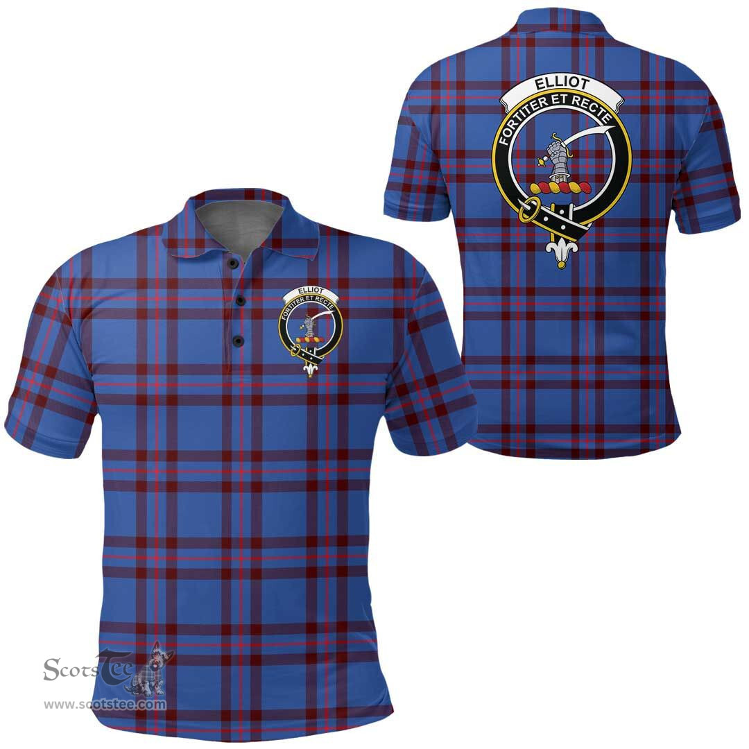 Scottish Elliot Modern Clan Tartan Polo Shirt - Crest Classic Scottish Plaid Tartan Plaid