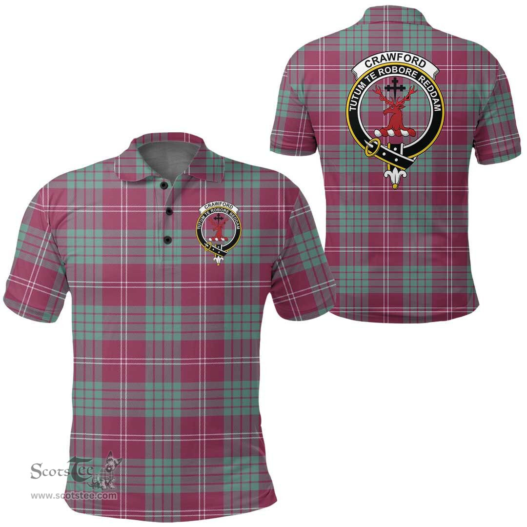Scottish Crawford Ancient Clan Tartan Polo Shirt - Crest Classic Scottish Plaid Tartan Plaid