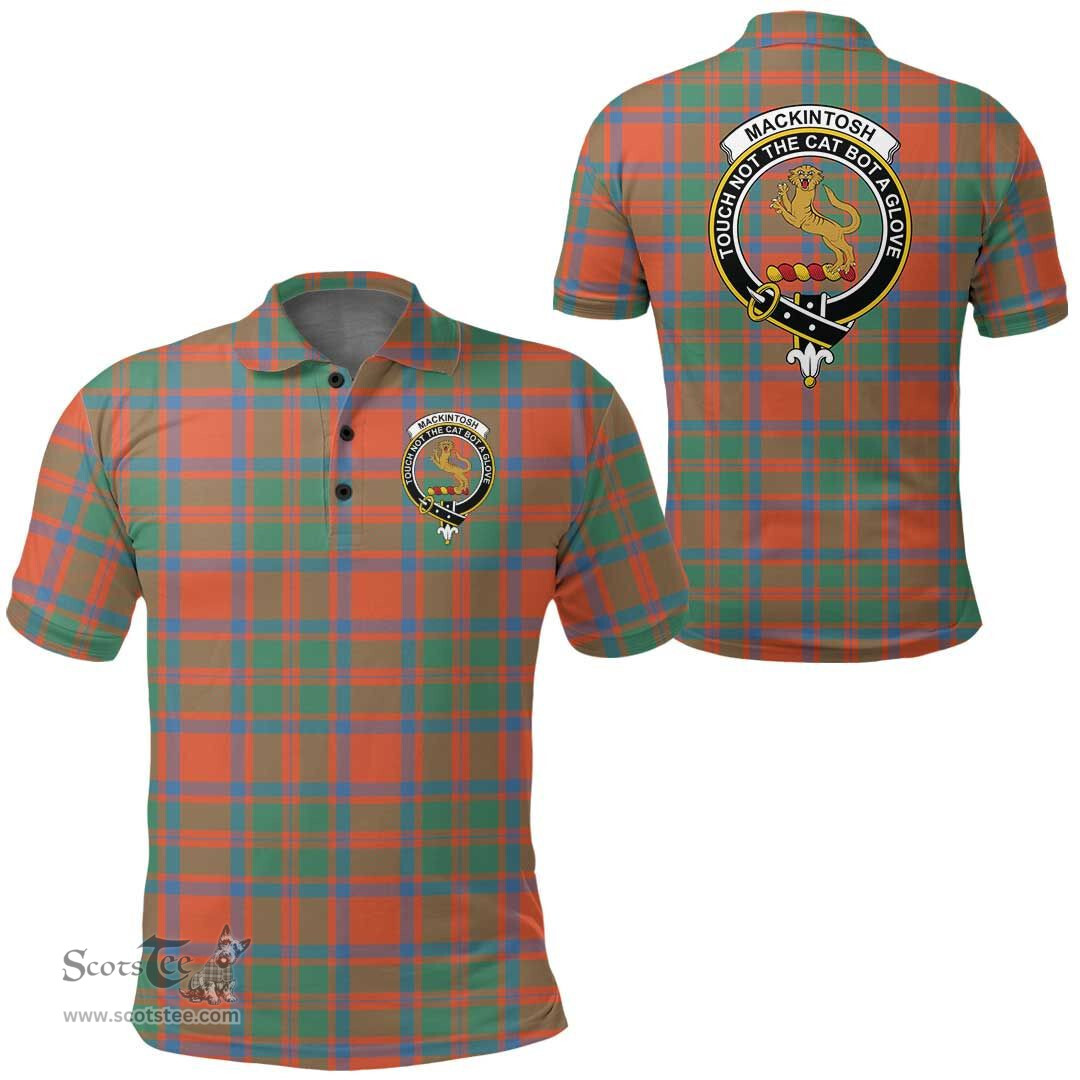 Scottish Mackintosh Ancient Clan Tartan Polo Shirt - Crest Classic Scottish Plaid Tartan Plaid