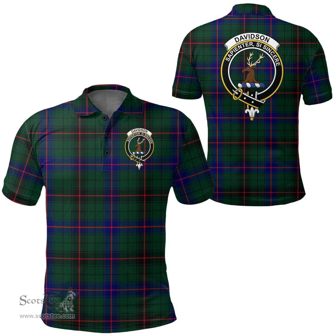 Scottish Davidson Modern Clan Tartan Polo Shirt - Crest Classic Scottish Plaid Tartan Plaid