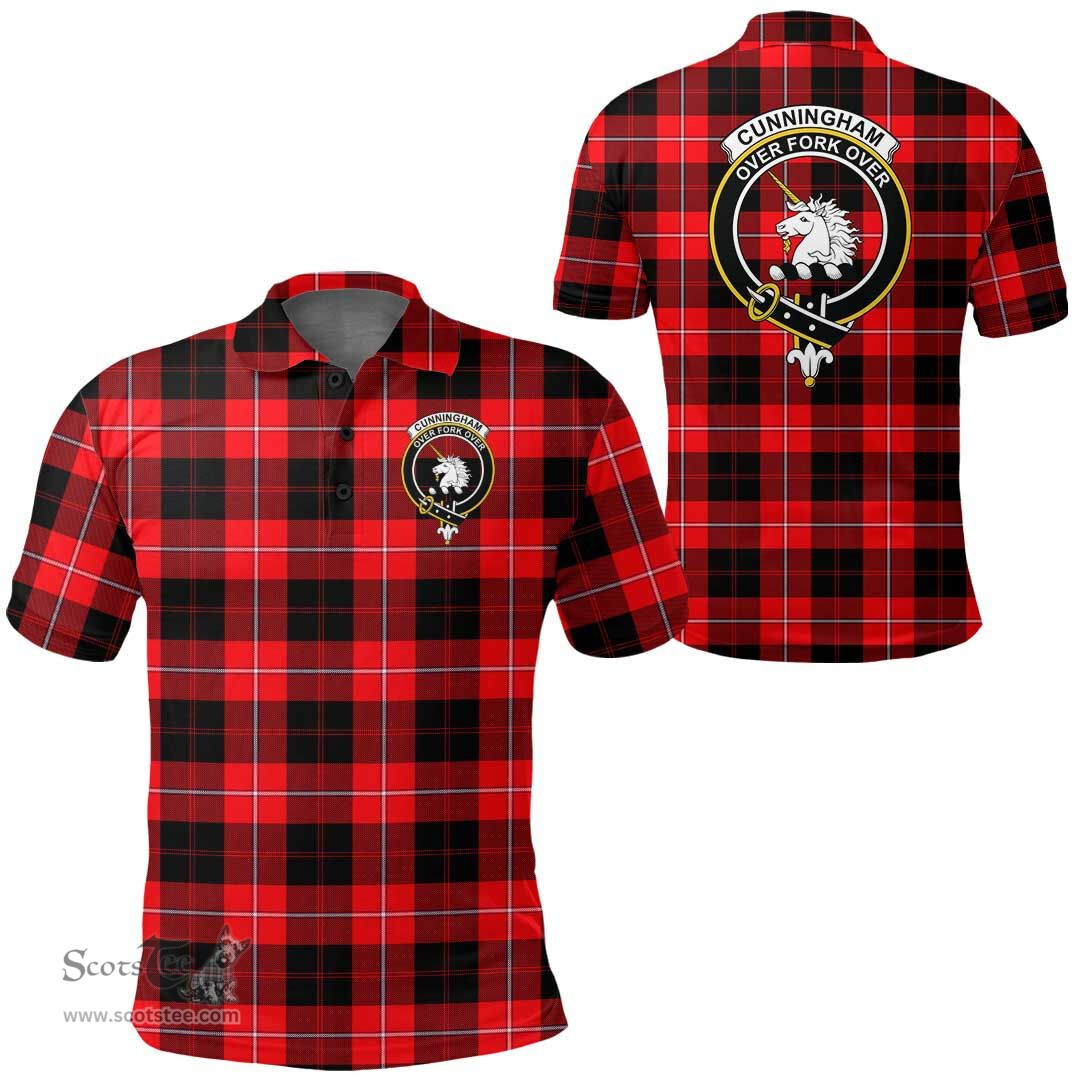 Scottish Cunningham Modern Clan Tartan Polo Shirt - Crest Classic Scottish Plaid Tartan Plaid