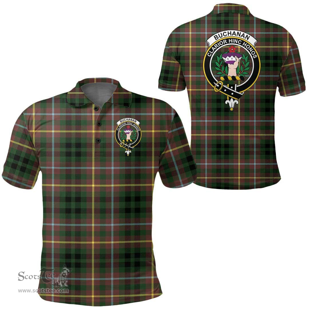 Scottish Buchanan Hunting Clan Tartan Polo Shirt - Crest Classic Scottish Plaid Tartan Plaid
