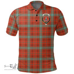 Scottish Morrison Red Ancient Clan Tartan Polo Shirt - Crest Classic Scottish Plaid Tartan Plaid