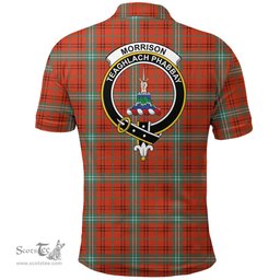 Scottish Morrison Red Ancient Clan Tartan Polo Shirt - Crest Classic Scottish Plaid Tartan Plaid