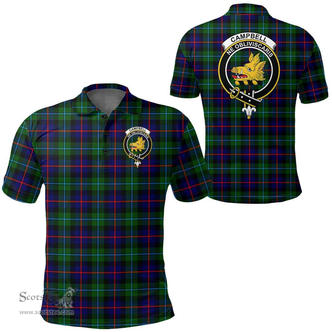 Scottish Campbell Of Cawdor Modern Clan Tartan Polo Shirt - Crest Classic Scottish Plaid Tartan Plaid