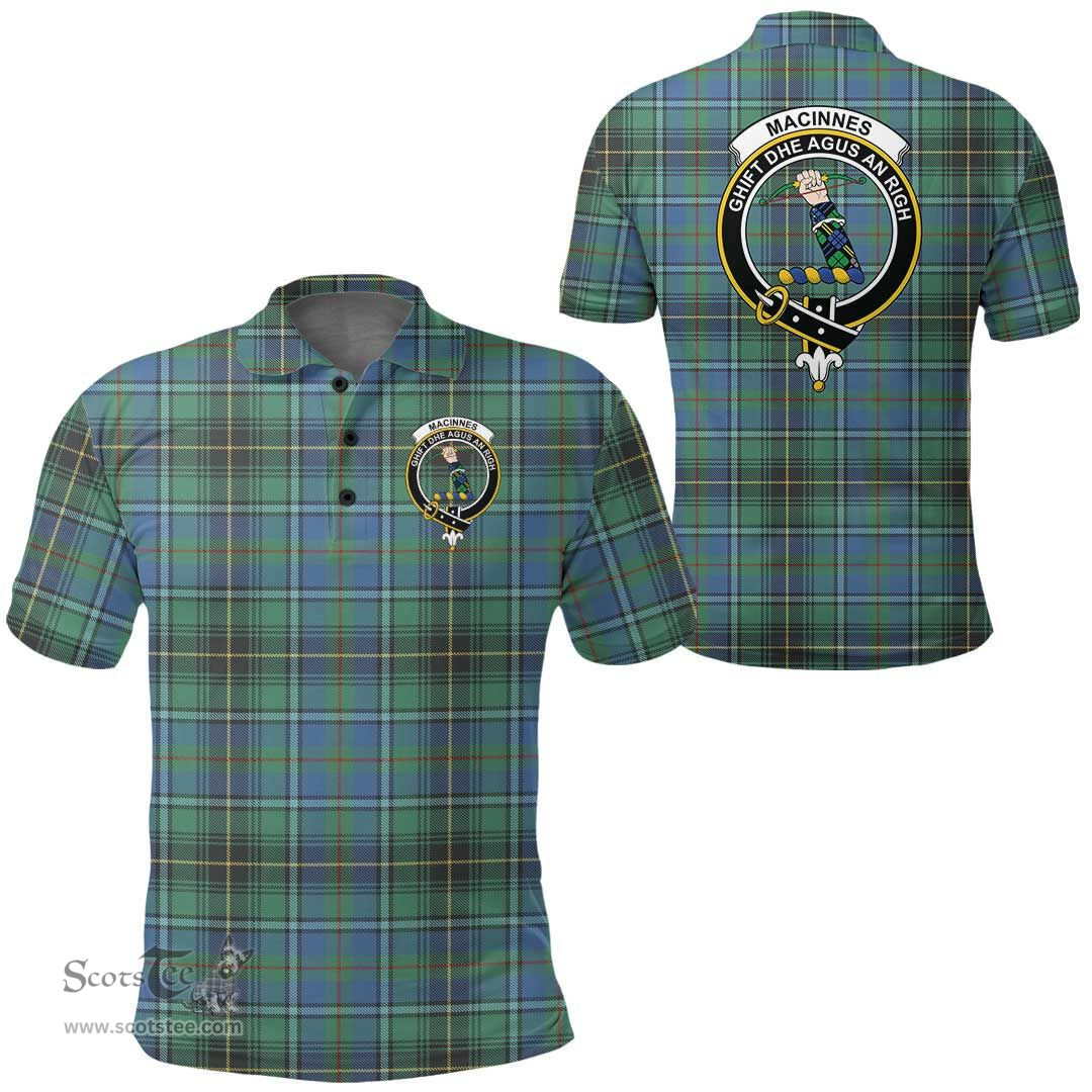 Scottish Macinnes Ancient Clan Tartan Polo Shirt - Crest Classic Scottish Plaid Tartan Plaid
