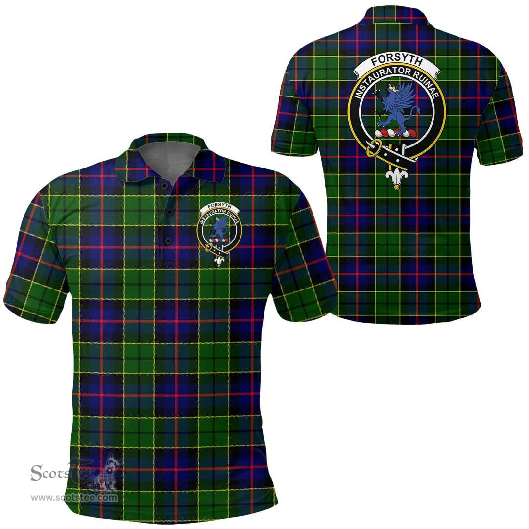 Scottish Forsyth Modern Clan Tartan Polo Shirt - Crest Classic Scottish Plaid Tartan Plaid