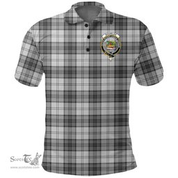Scottish Douglas Grey Modern Clan Tartan Polo Shirt - Crest Classic Scottish Plaid Tartan Plaid