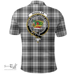 Scottish Douglas Grey Modern Clan Tartan Polo Shirt - Crest Classic Scottish Plaid Tartan Plaid