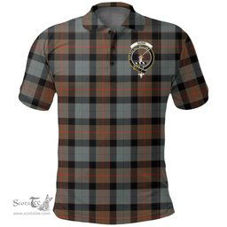 Scottish Gunn Weathered Clan Tartan Polo Shirt - Crest Classic Scottish Plaid Tartan Plaid