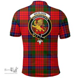 Scottish Nicolson Modern Clan Tartan Polo Shirt - Crest Classic Scottish Plaid Tartan Plaid