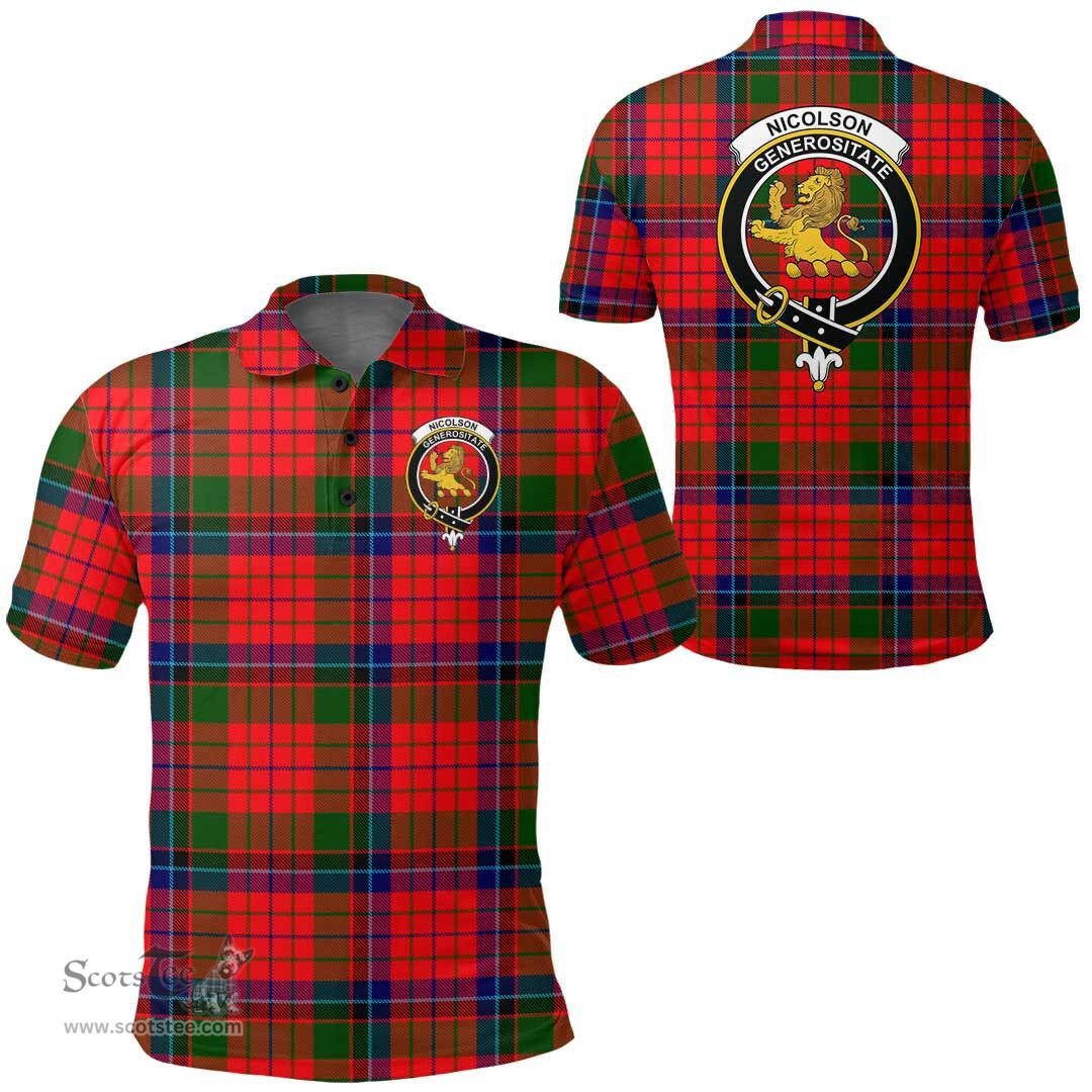 Scottish Nicolson Modern Clan Tartan Polo Shirt - Crest Classic Scottish Plaid Tartan Plaid