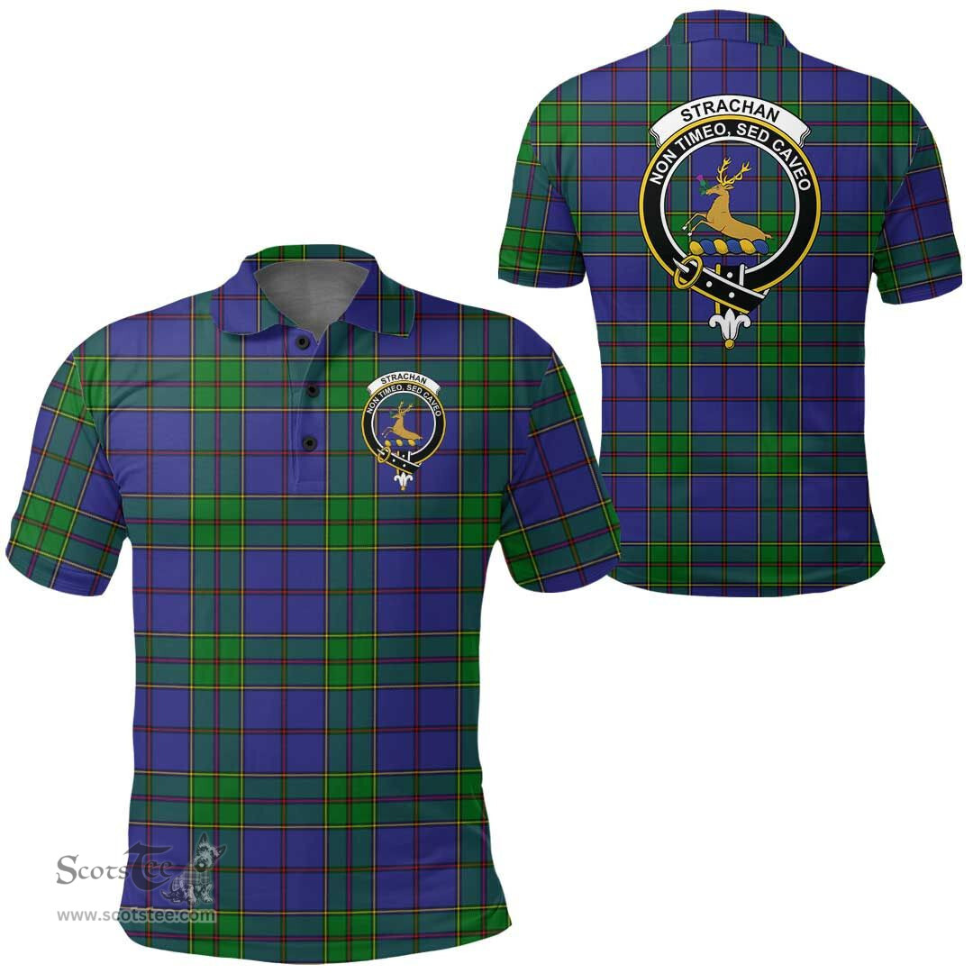 Scottish Strachan Clan Tartan Polo Shirt - Crest Classic Scottish Plaid Tartan Plaid