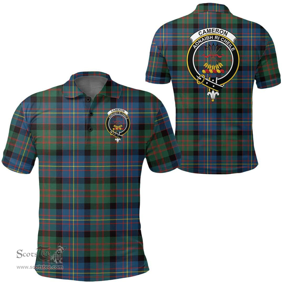 Scottish Cameron Of Erracht Ancient Clan Tartan Polo Shirt - Crest Classic Scottish Plaid Tartan Plaid