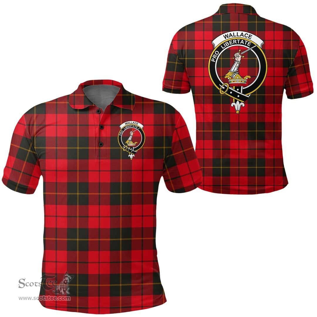 Scottish Wallace Weathered Clan Tartan Polo Shirt - Crest Classic Scottish Plaid Tartan Plaid