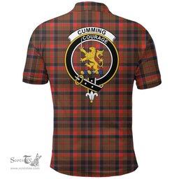 Scottish Cumming Hunting Weathered Clan Tartan Polo Shirt - Crest Classic Scottish Plaid Tartan Plaid