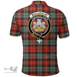 Scottish Maclachlan Weathered Clan Tartan Polo Shirt - Crest Classic Scottish Plaid Tartan Plaid