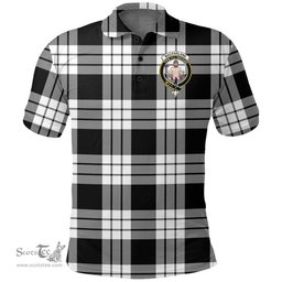 Scottish Macfarlane Black & White Ancient Clan Tartan Polo Shirt - Crest Classic Scottish Plaid Tartan Plaid