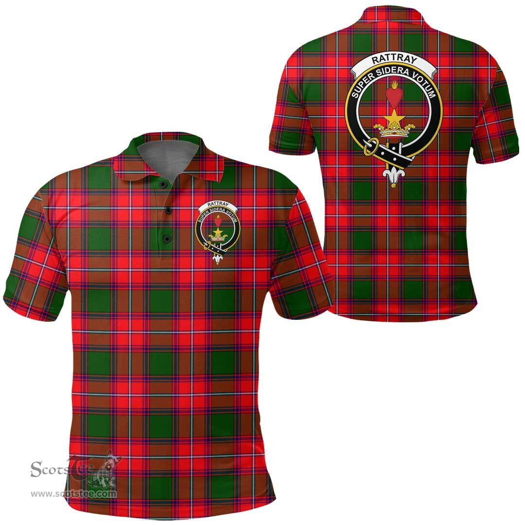 Scottish Rattray Modern Clan Tartan Polo Shirt - Crest Classic Scottish Plaid Tartan Plaid