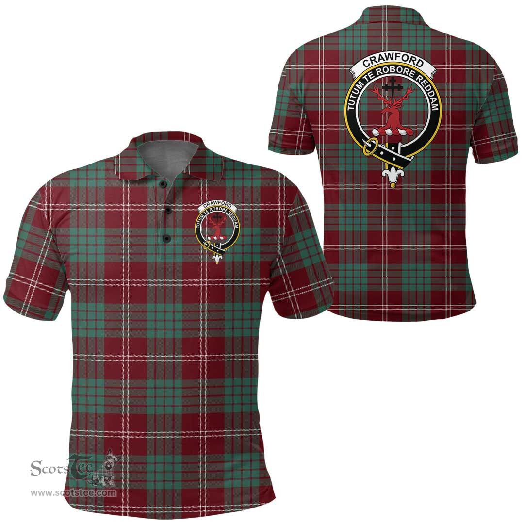 Scottish Crawford Modern Clan Tartan Polo Shirt - Crest Classic Scottish Plaid Tartan Plaid