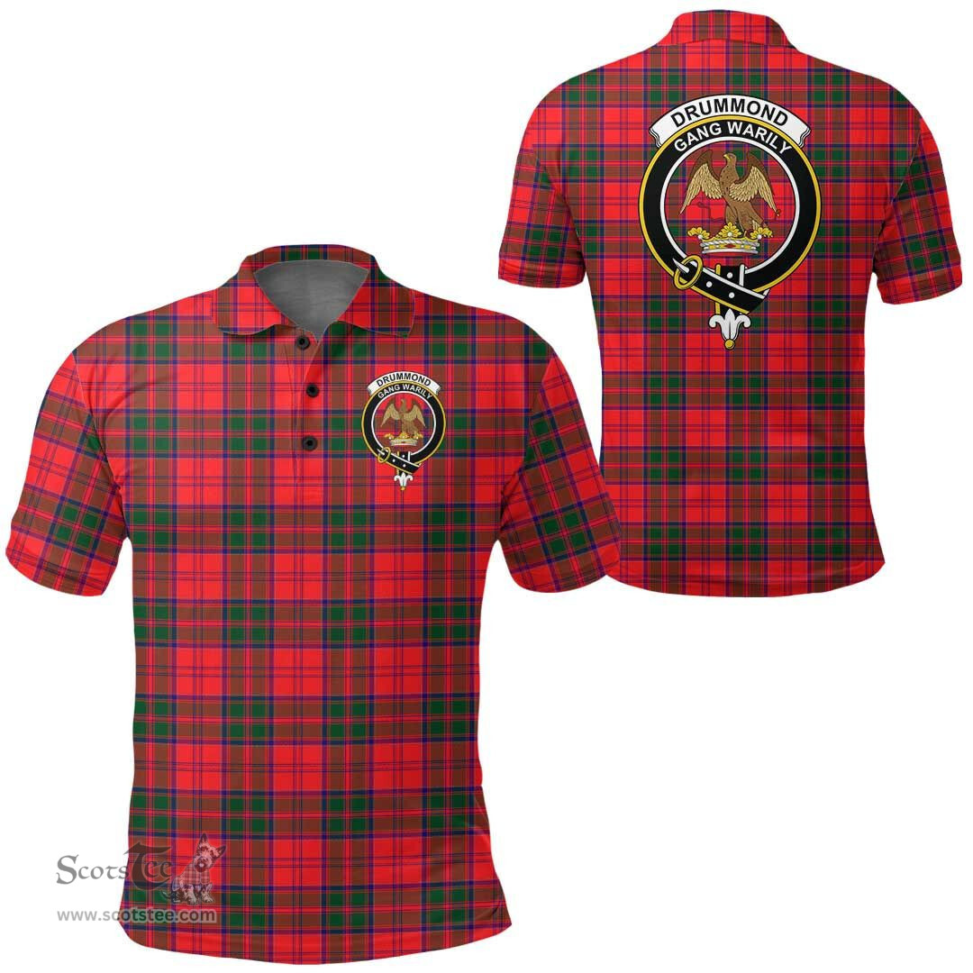 Scottish Drummond Modern Clan Tartan Polo Shirt - Crest Classic Scottish Plaid Tartan Plaid