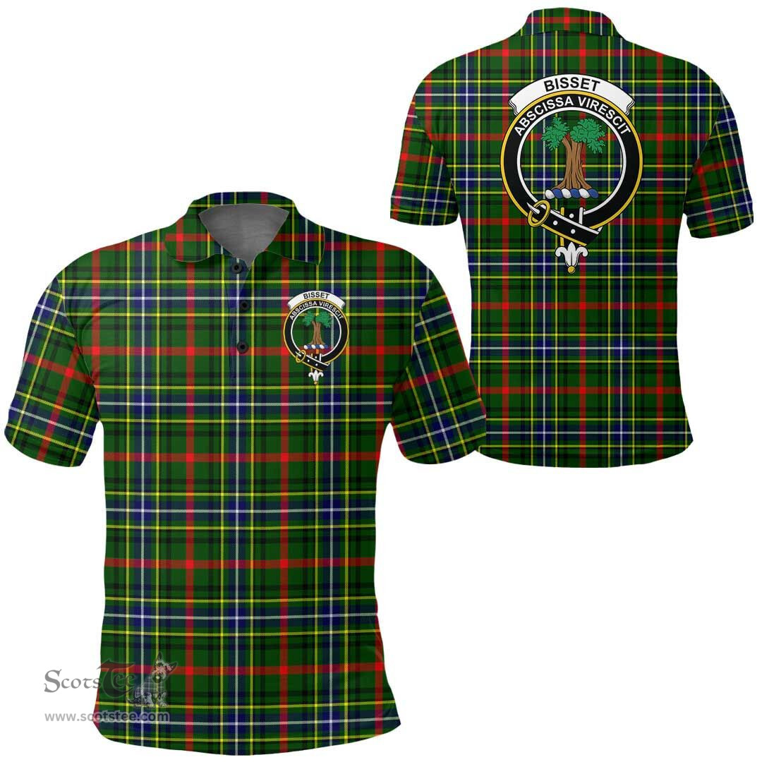Scottish Bisset Clan Tartan Polo Shirt - Crest Classic Scottish Plaid Tartan Plaid