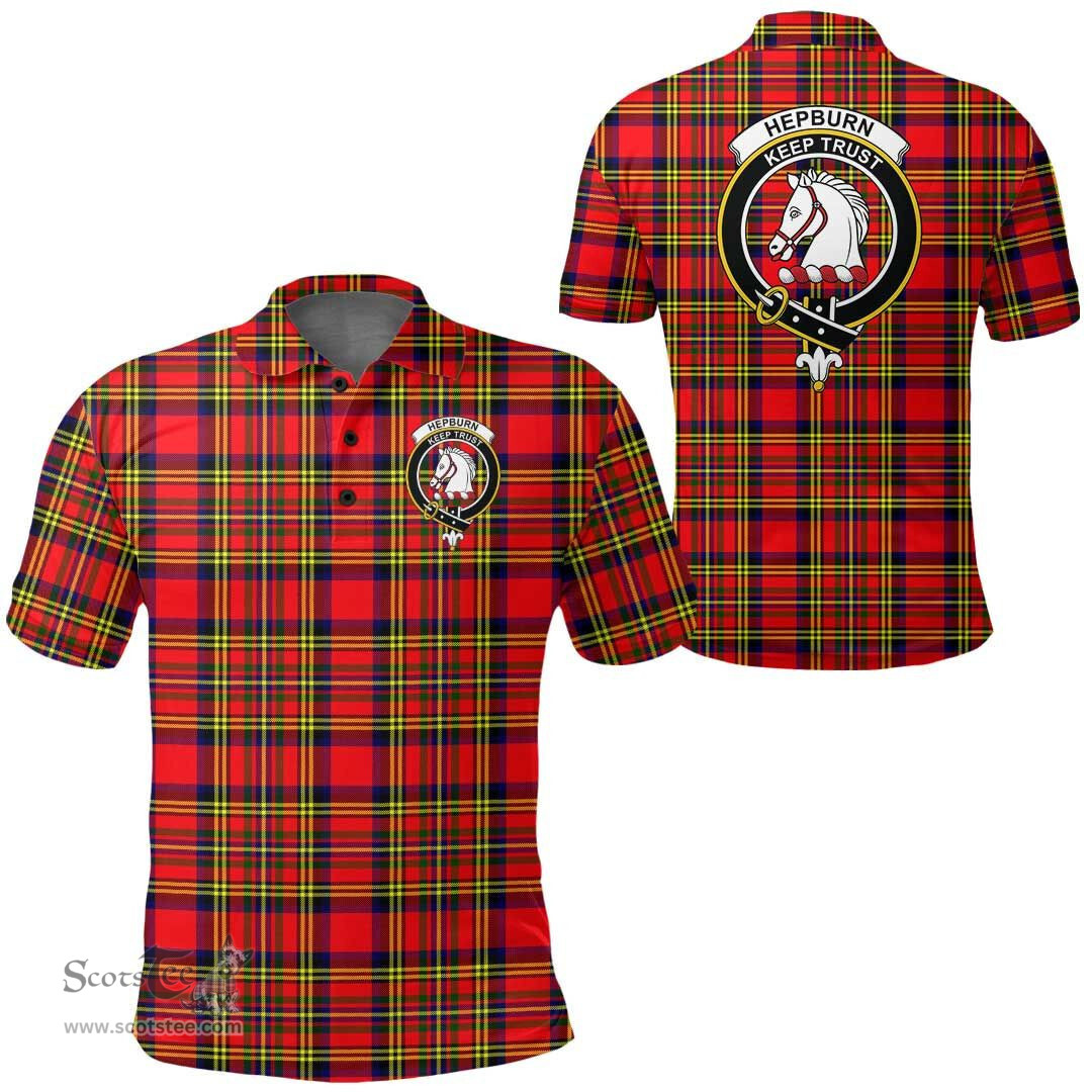 Scottish Hepburn Clan Tartan Polo Shirt - Crest Classic Scottish Plaid Tartan Plaid