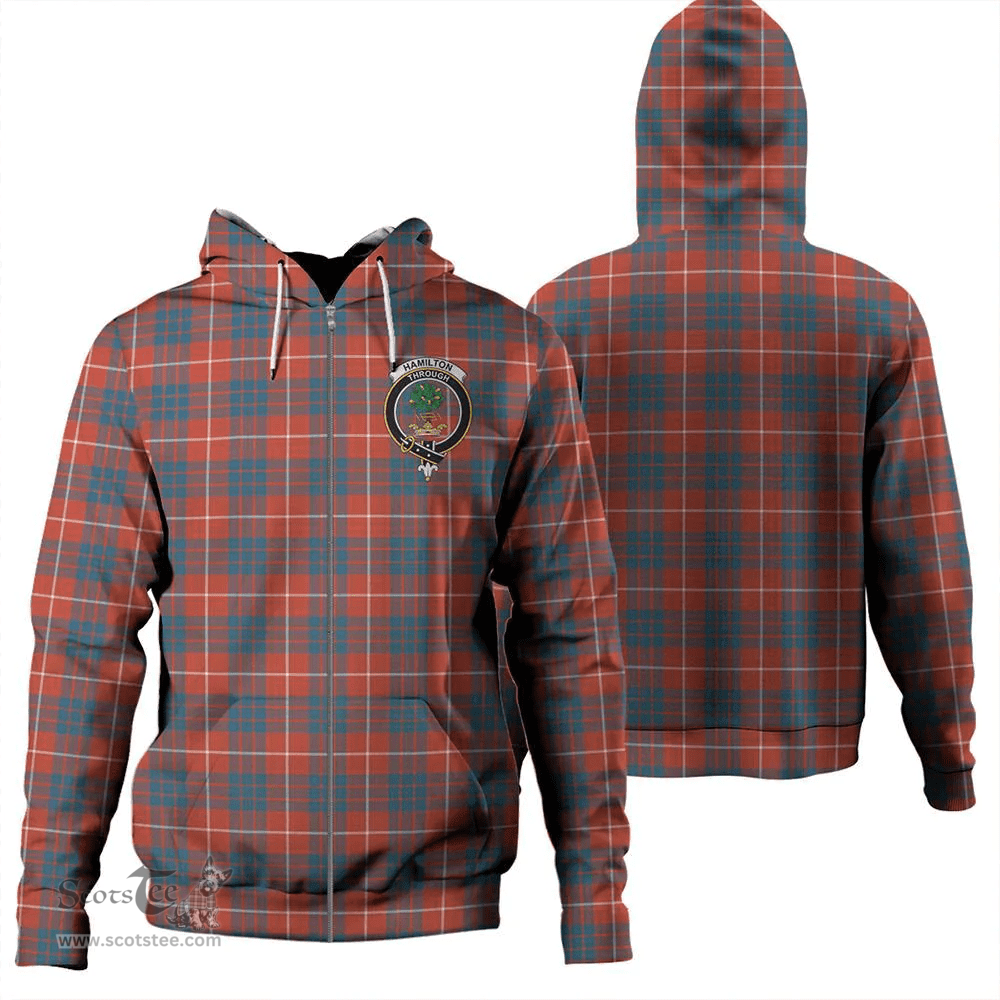 Scottish Hamilton Ancient Clan Tartan Hoodie Zipper - Classic Crest Scottish Plaid Tartan Plaid
