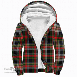 Scottish Stewart Black Clan Tartan Sherpa Hoodie - Scottish Plaid Hoodies Scottish Plaid Tartan Plaid - ScotsTee - scotstee.com