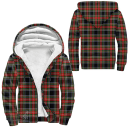 Scottish Stewart Black Clan Tartan Sherpa Hoodie - Scottish Plaid Hoodies Scottish Plaid Tartan Plaid - ScotsTee - scotstee.com