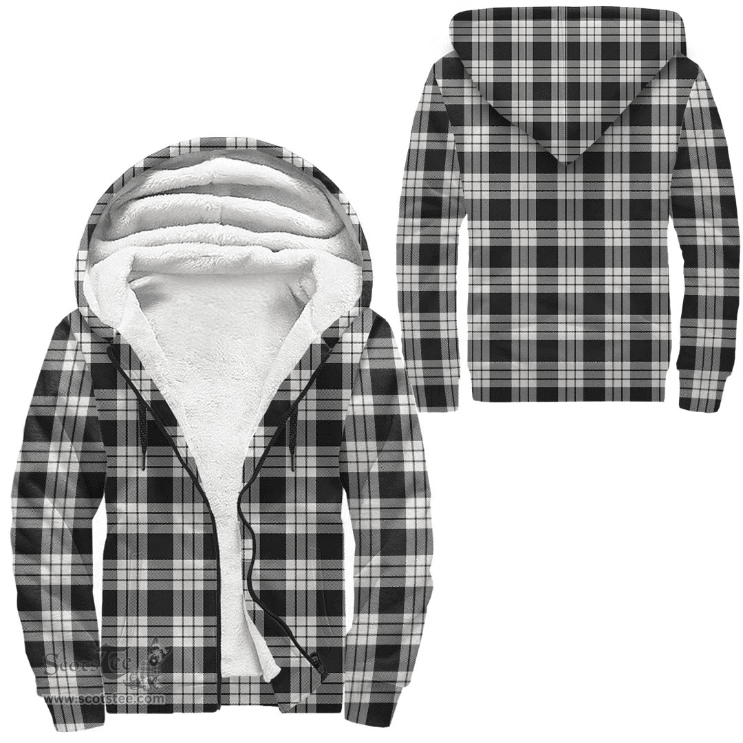 Scottish Macfarlane Black & White Ancient Clan Tartan Sherpa Hoodie - Scottish Plaid Hoodies Scottish Plaid Tartan Plaid - ScotsTee - scotstee.com