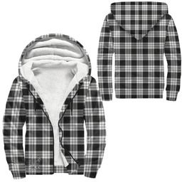 Scottish Macfarlane Black & White Ancient Clan Tartan Sherpa Hoodie - Scottish Plaid Hoodies Scottish Plaid Tartan Plaid - ScotsTee - scotstee.com