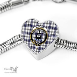 Scottish Hannay Clan Tartan Bracelet - Heart Shape Pendant Scottish Plaid Tartan Plaid