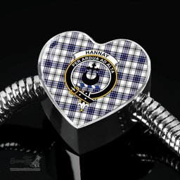 Scottish Hannay Clan Tartan Bracelet - Heart Shape Pendant Scottish Plaid Tartan Plaid