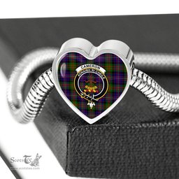 Scottish Cameron Clan Tartan Bracelet - Heart Shape Pendant Scottish Plaid Tartan Plaid