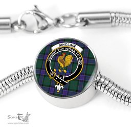 Scottish Sinclair Hunting Modern Clan Tartan Bracelet - Round Shape Pendant Scottish Plaid Tartan Plaid