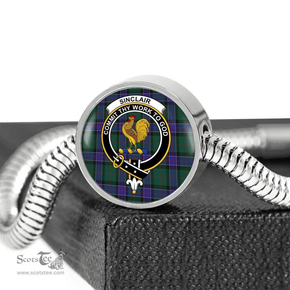 Scottish Sinclair Hunting Modern Clan Tartan Bracelet - Round Shape Pendant Scottish Plaid Tartan Plaid