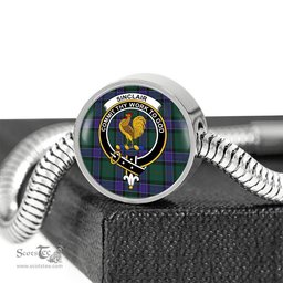 Scottish Sinclair Hunting Modern Clan Tartan Bracelet - Round Shape Pendant Scottish Plaid Tartan Plaid