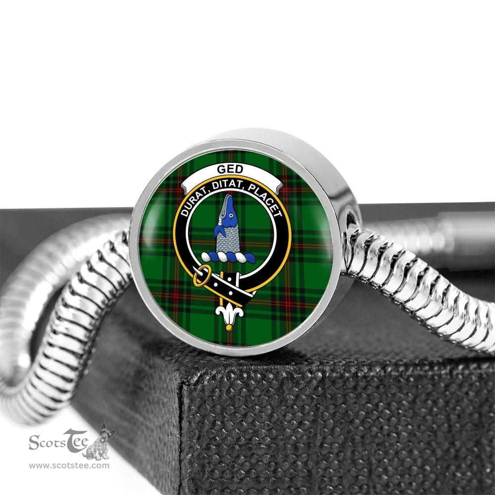 Scottish Ged Clan Tartan Bracelet - Round Shape Pendant Scottish Plaid Tartan Plaid
