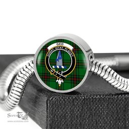 Scottish Ged Clan Tartan Bracelet - Round Shape Pendant Scottish Plaid Tartan Plaid