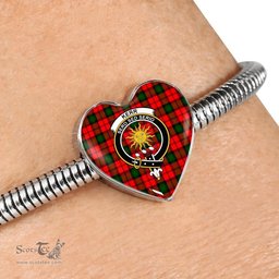 Scottish Kerr Modern Clan Tartan Bracelet - Heart Shape Pendant Scottish Plaid Tartan Plaid