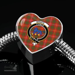 Scottish Bruce Modern Clan Tartan Bracelet - Heart Shape Pendant Scottish Plaid Tartan Plaid
