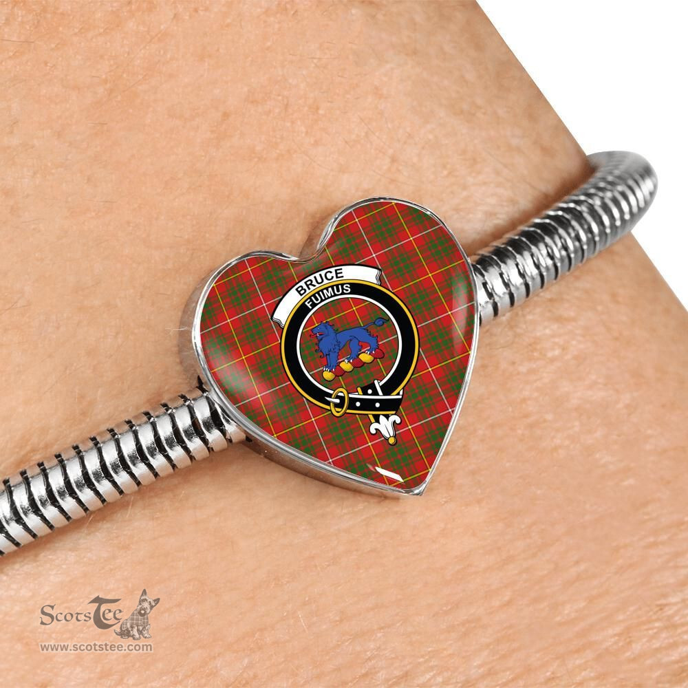 Scottish Bruce Modern Clan Tartan Bracelet - Heart Shape Pendant Scottish Plaid Tartan Plaid