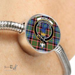 Scottish Stirling (Of Cadder-Present Chief) Clan Tartan Bracelet - Round Shape Pendant Scottish Plaid Tartan Plaid