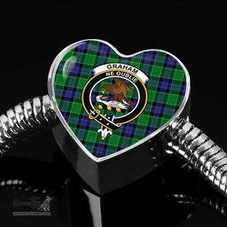 Scottish Graham Of Menteith Modern Clan Tartan Bracelet - Heart Shape Pendant Scottish Plaid Tartan Plaid